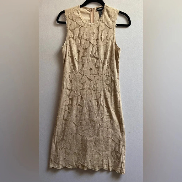 DKNY floral lace midi sleeveless cotton dress  Sz 4 - Picture 1 of 13